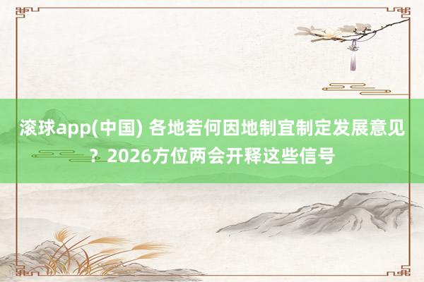 滚球app(中国) 各地若何因地制宜制定发展意见？2026方位两会开释这些信号