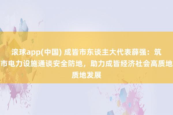 滚球app(中国) 成皆市东谈主大代表薛强：筑牢城市电力设施通谈安全防地，助力成皆经济社会高质地发展