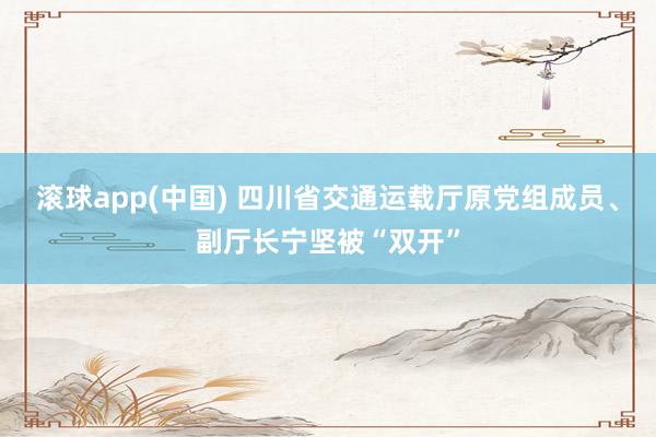 滚球app(中国) 四川省交通运载厅原党组成员、副厅长宁坚被“双开”