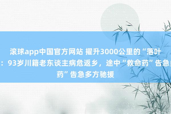 滚球app中国官方网站 擢升3000公里的“落叶归根”路：93岁川籍老东谈主病危返乡，途中“救命药”告急多方驰援