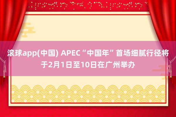 滚球app(中国) APEC“中国年”首场细腻行径将于2月1日至10日在广州举办