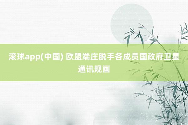 滚球app(中国) 欧盟端庄脱手各成员国政府卫星通讯规画