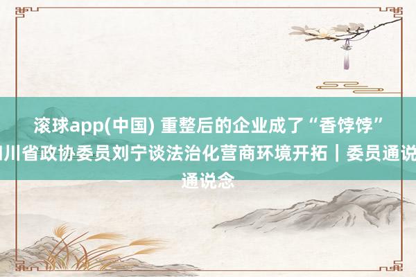 滚球app(中国) 重整后的企业成了“香饽饽” 四川省政协委员刘宁谈法治化营商环境开拓｜委员通说念