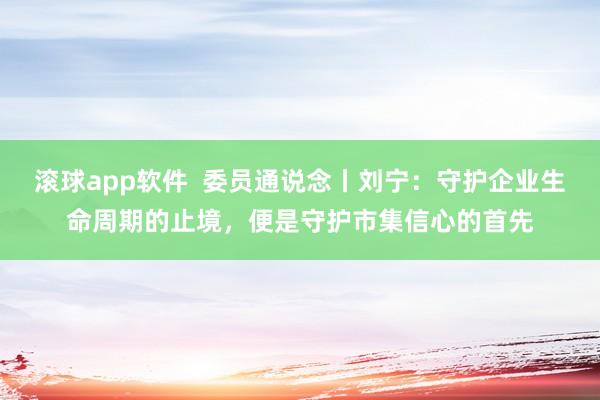 滚球app软件  委员通说念丨刘宁：守护企业生命周期的止境，便是守护市集信心的首先