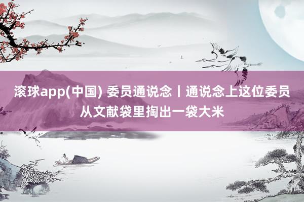 滚球app(中国) 委员通说念丨通说念上这位委员从文献袋里掏出一袋大米