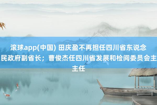 滚球app(中国) 田庆盈不再担任四川省东说念主民政府副省长；曹俊杰任四川省发展和检阅委员会主任