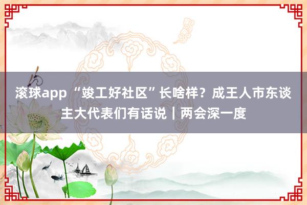 滚球app “竣工好社区”长啥样？成王人市东谈主大代表们有话说｜两会深一度