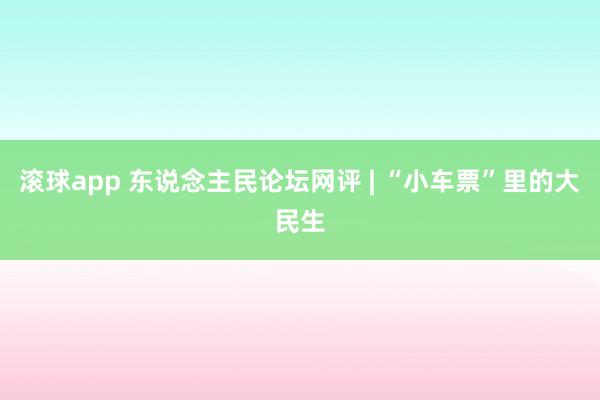 滚球app 东说念主民论坛网评 | “小车票”里的大民生