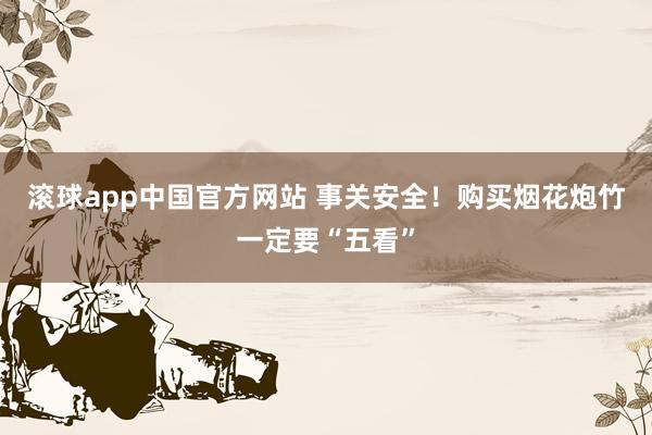 滚球app中国官方网站 事关安全！购买烟花炮竹一定要“五看”