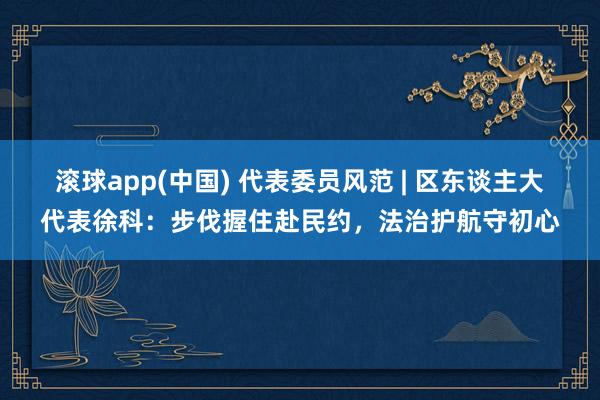 滚球app(中国) 代表委员风范 | 区东谈主大代表徐科：步伐握住赴民约，法治护航守初心