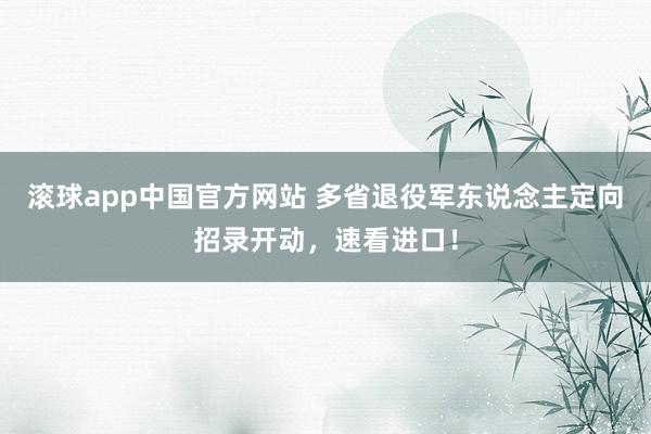 滚球app中国官方网站 多省退役军东说念主定向招录开动，速看进口！