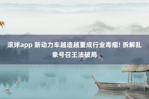 滚球app 新动力车越造越重成行业毒瘤! 拆解乱象号召王法破局