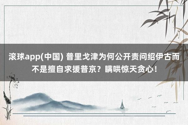 滚球app(中国) 普里戈津为何公开责问绍伊古而不是擅自求援普京？瞒哄惊天贪心！