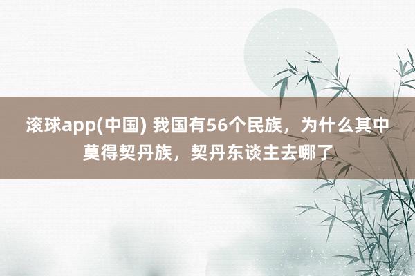 滚球app(中国) 我国有56个民族，为什么其中莫得契丹族，契丹东谈主去哪了