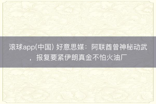 滚球app(中国) 好意思媒：阿联酋曾神秘动武，报复要紧伊朗真金不怕火油厂