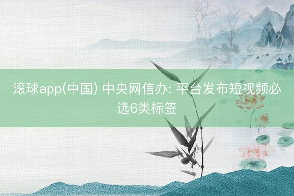 滚球app(中国) 中央网信办: 平台发布短视频必选6类标签