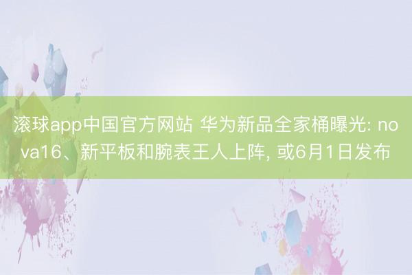 滚球app中国官方网站 华为新品全家桶曝光: nova16、新平板和腕表王人上阵， 或6月1日发布