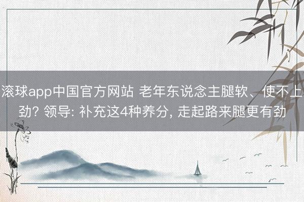 滚球app中国官方网站 老年东说念主腿软、使不上劲? 领导: 补充这4种养分， 走起路来腿更有劲