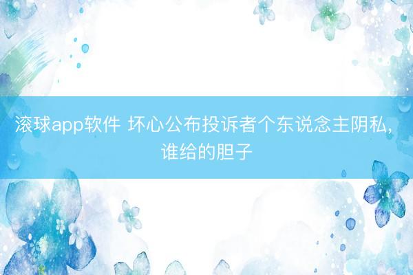 滚球app软件 坏心公布投诉者个东说念主阴私， 谁给的胆子