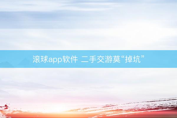 滚球app软件 二手交游莫“掉坑”