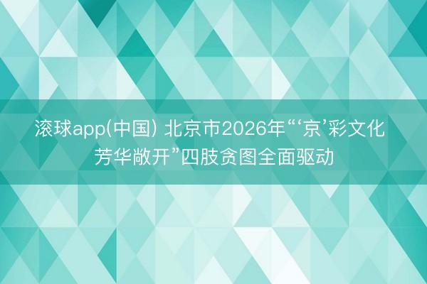 滚球app(中国) 北京市2026年“‘京’彩文化 芳华敞开”四肢贪图全面驱动