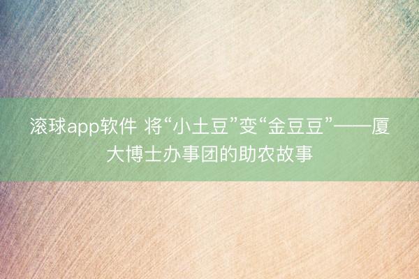 滚球app软件 将“小土豆”变“金豆豆”——厦大博士办事团的助农故事