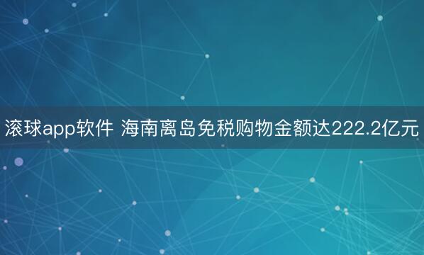 滚球app软件 海南离岛免税购物金额达222.2亿元