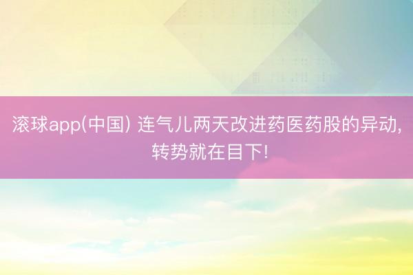 滚球app(中国) 连气儿两天改进药医药股的异动， 转势就在目下!