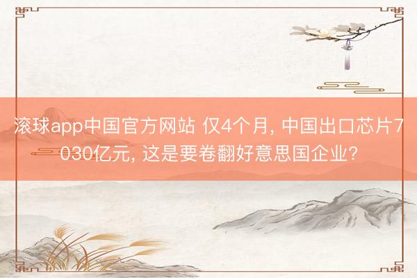 滚球app中国官方网站 仅4个月， 中国出口芯片7030亿元， 这是要卷翻好意思国企业?