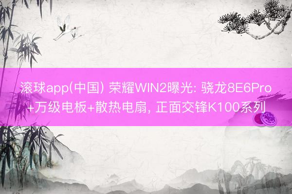 滚球app(中国) 荣耀WIN2曝光: 骁龙8E6Pro+万级电板+散热电扇， 正面交锋K100系列