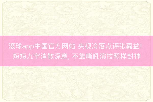 滚球app中国官方网站 央视冷落点评张嘉益! 短短九字消散深意, 不靠嘶吼演技照样封神