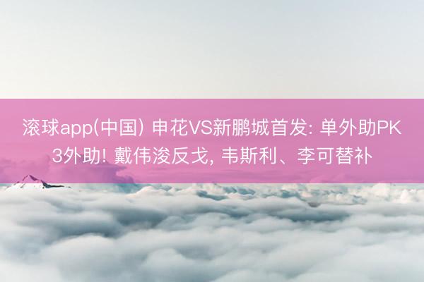 滚球app(中国) 申花VS新鹏城首发: 单外助PK3外助! 戴伟浚反戈， 韦斯利、李可替补