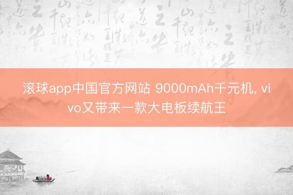滚球app中国官方网站 9000mAh千元机， vivo又带来一款大电板续航王