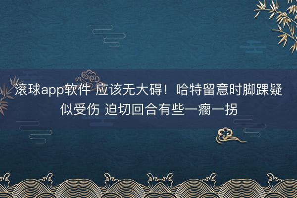 滚球app软件 应该无大碍！哈特留意时脚踝疑似受伤 迫切回合有些一瘸一拐