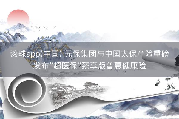 滚球app(中国) 元保集团与中国太保产险重磅发布“超医保”臻享版普惠健康险