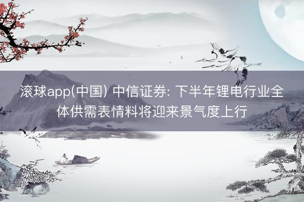 滚球app(中国) 中信证券: 下半年锂电行业全体供需表情料将迎来景气度上行