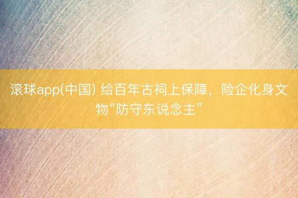 滚球app(中国) 给百年古祠上保障，险企化身文物“防守东说念主”