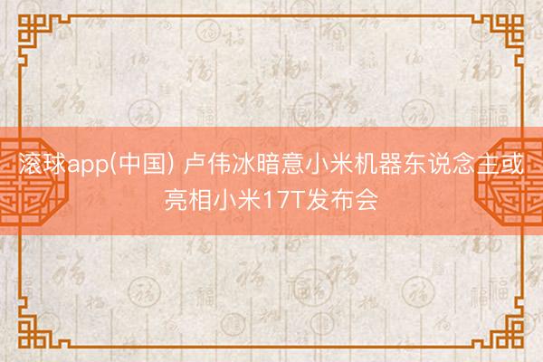 滚球app(中国) 卢伟冰暗意小米机器东说念主或亮相小米17T发布会