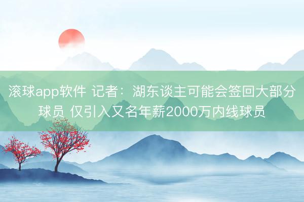 滚球app软件 记者：湖东谈主可能会签回大部分球员 仅引入又名年薪2000万内线球员