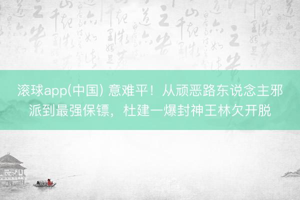 滚球app(中国) 意难平!从顽恶路东说念主邪派到最强保镖,杜建一爆封神王林欠开脱