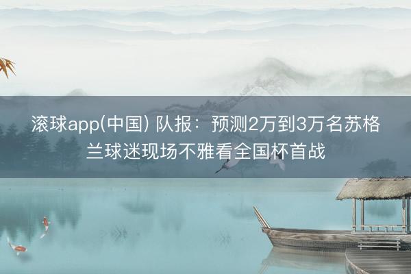 滚球app(中国) 队报：预测2万到3万名苏格兰球迷现场不雅看全国杯首战