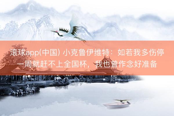 滚球app(中国) 小克鲁伊维特:如若我多伤停一周就赶不上全国杯,我也曾作念好准备