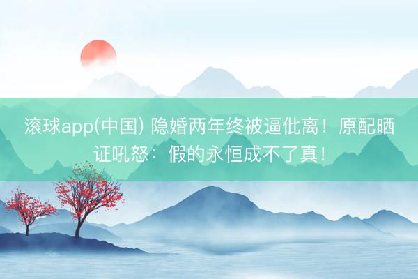 滚球app(中国) 隐婚两年终被逼仳离!原配晒证吼怒:假的永恒成不了真!