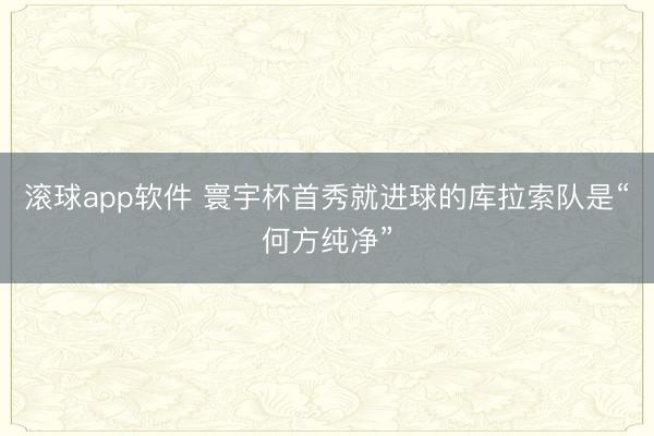 滚球app软件 寰宇杯首秀就进球的库拉索队是“何方纯净”
