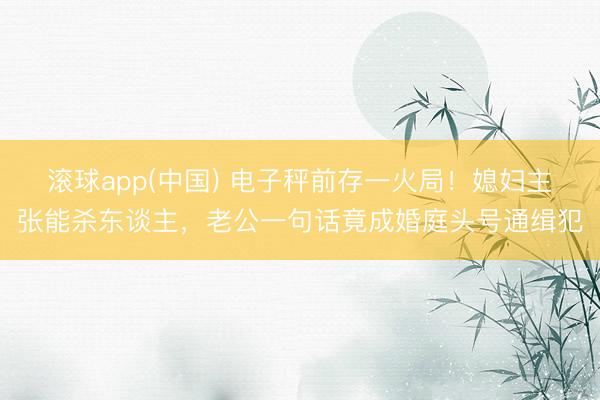 滚球app(中国) 电子秤前存一火局!媳妇主张能杀东谈主,老公一句话竟成婚庭头号通缉犯