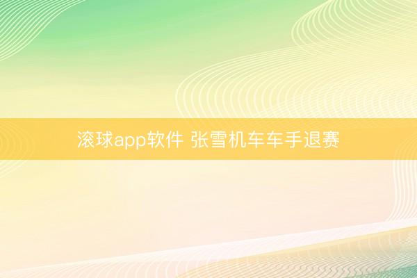 滚球app软件 张雪机车车手退赛