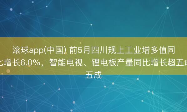 滚球app(中国) 前5月四川规上工业增多值同比增长6.0%，智能电视、锂电板产量同比增长超五成
