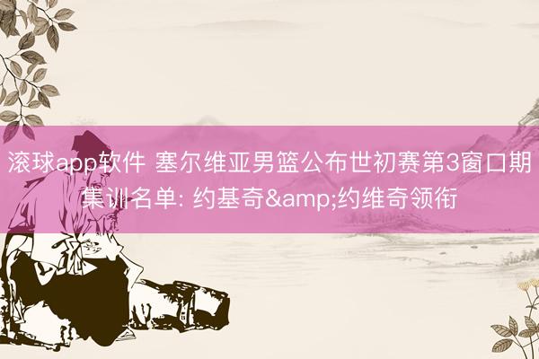 滚球app软件 塞尔维亚男篮公布世初赛第3窗口期集训名单: 约基奇&约维奇领衔